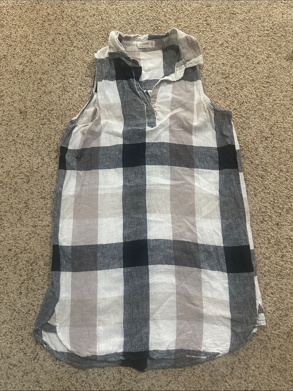 4OUR DREAMERS Lightweight Sleeveless Plaid Dress - Black, Gray, Cream